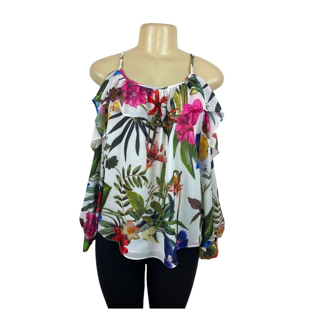Parker Womens Ruffled Off-Shoulder Floral Blouse Size S- New